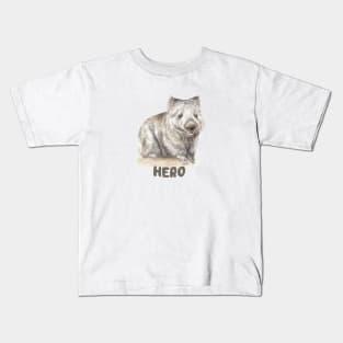 Wombat Hero Watercolor Illustration Kids T-Shirt